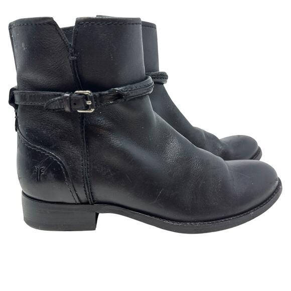 Frye Melissa Seam Short Boots Leather Black Size US 6 - Picture 3 of 15
